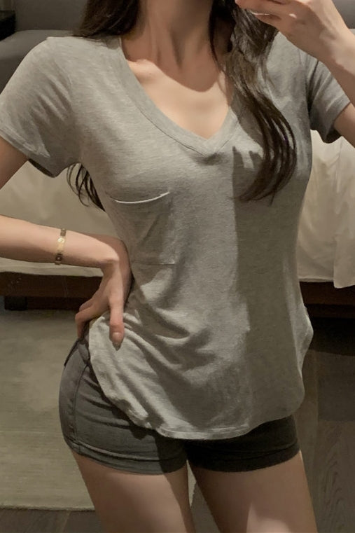 Asymmetrical Short Sleeve Statement Top