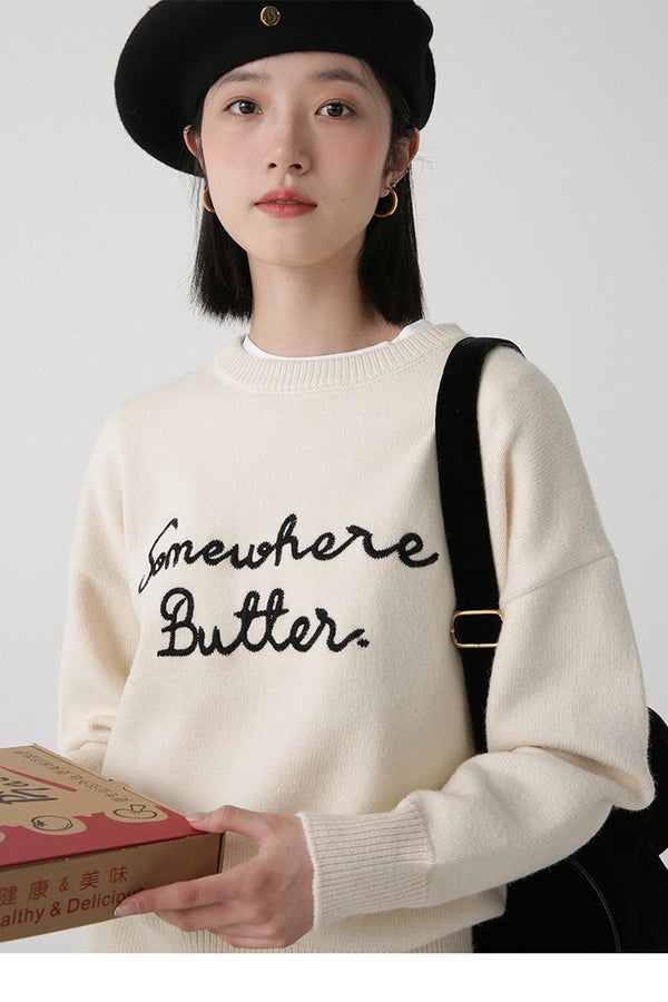 "Somewhere Butter" Knit Sweater – Korean Style