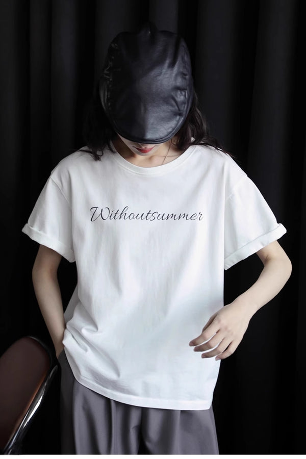 Letter Print Cotton T-Shirt