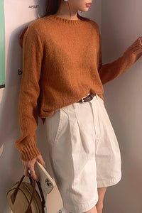 Round-Neck Knit Sweater