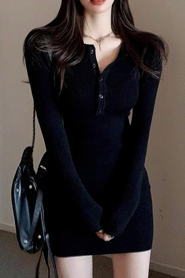 Slim Fit Long Sleeve Mini Dress
