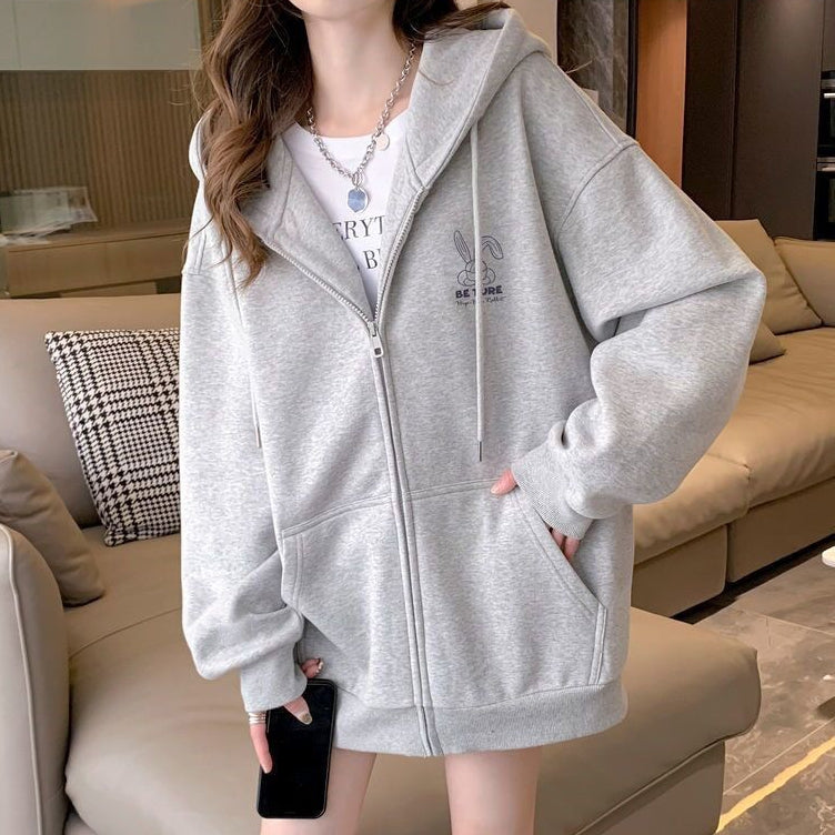 Women's Embroidered Zip-Up Sweater