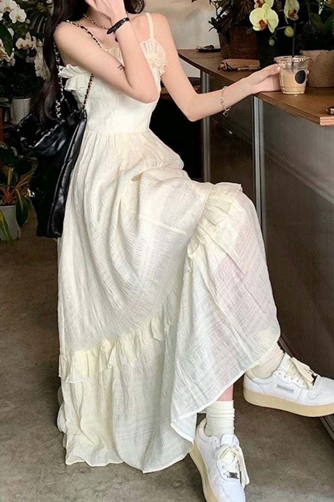 Cream Chiffon Maxi Dress
