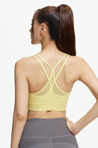 Women’s Mesh Cross-Back Shockproof Sports Bra – Supportive & Breathable Active Top