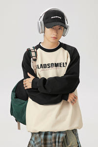 Men’s Color Contrast Patchwork Raglan Sleeve Sweatshirt – Trendy Fall & Winter Pullover