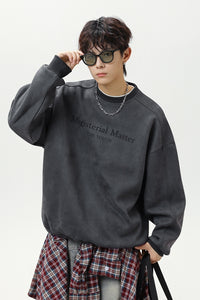 Men’s Split Stitching American Retro Crew Neck Sweatshirt – Vintage Fall & Winter Pullover
