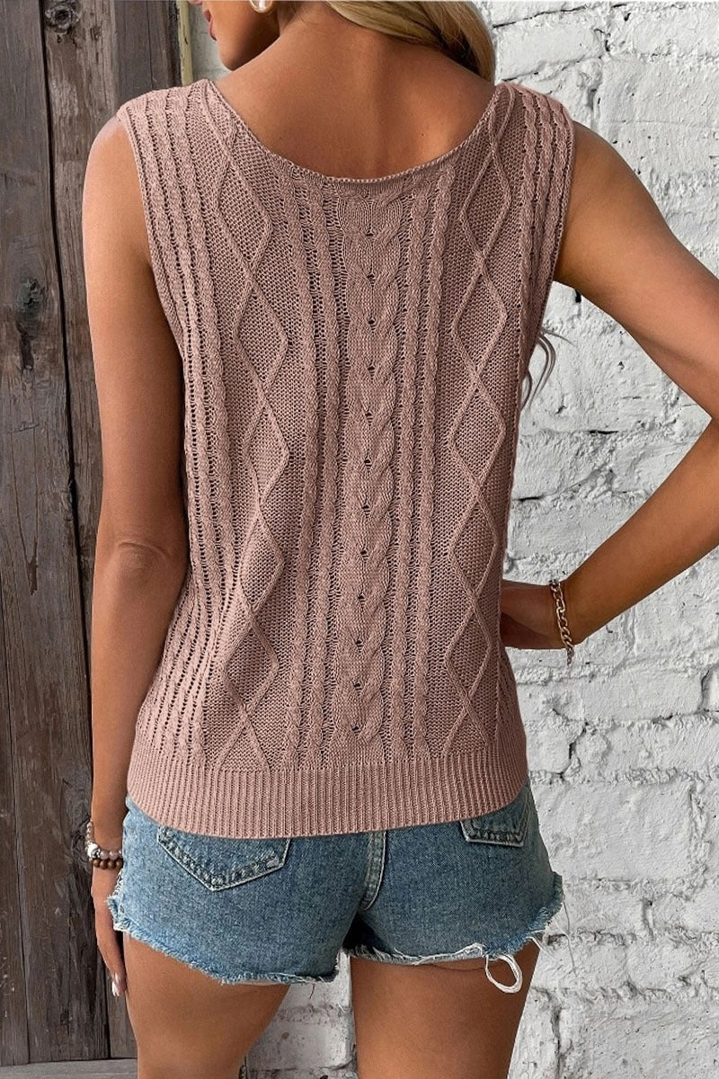 V-Neck Twist Hollow Top Holiday Sweater