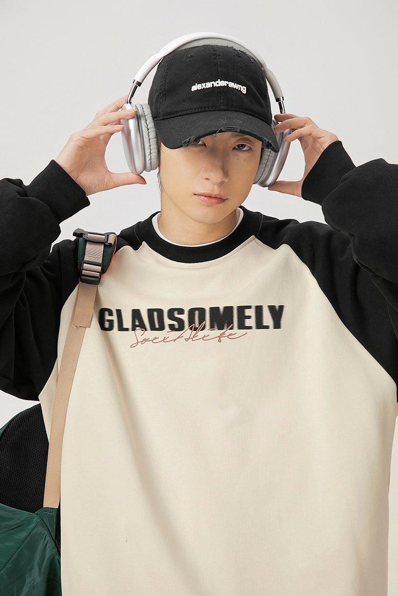 Men’s Color Contrast Patchwork Raglan Sleeve Sweatshirt – Trendy Fall & Winter Pullover