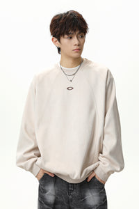 Men’s Faux Suede Crew Neck Sweatshirt – Heavyweight Fall & Winter Pullover