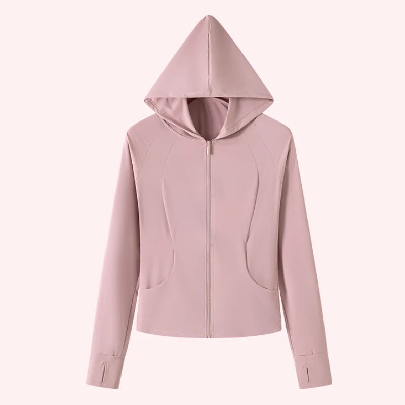 Women’s UPF 50+ Ice Silk Cooling Sun Protection Jacket – Lightweight, Breathable, with Side Pockets