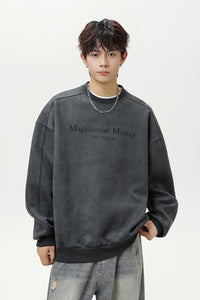 Men’s Split Stitching American Retro Crew Neck Sweatshirt – Vintage Fall & Winter Pullover