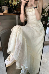 Cream Chiffon Maxi Dress