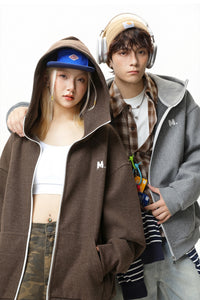 Heavyweight Color-Block Zipper Hooded Sweater – Thickened Casual Fall & Winter Sweater
