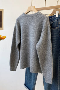 Cartoon Bird Round-Neck Knit Sweater – Korean Style