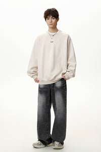 Men’s Faux Suede Crew Neck Sweatshirt – Heavyweight Fall & Winter Pullover