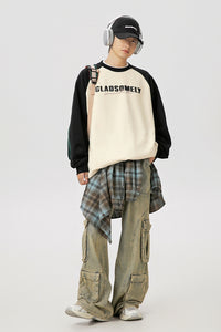 Men’s Color Contrast Patchwork Raglan Sleeve Sweatshirt – Trendy Fall & Winter Pullover