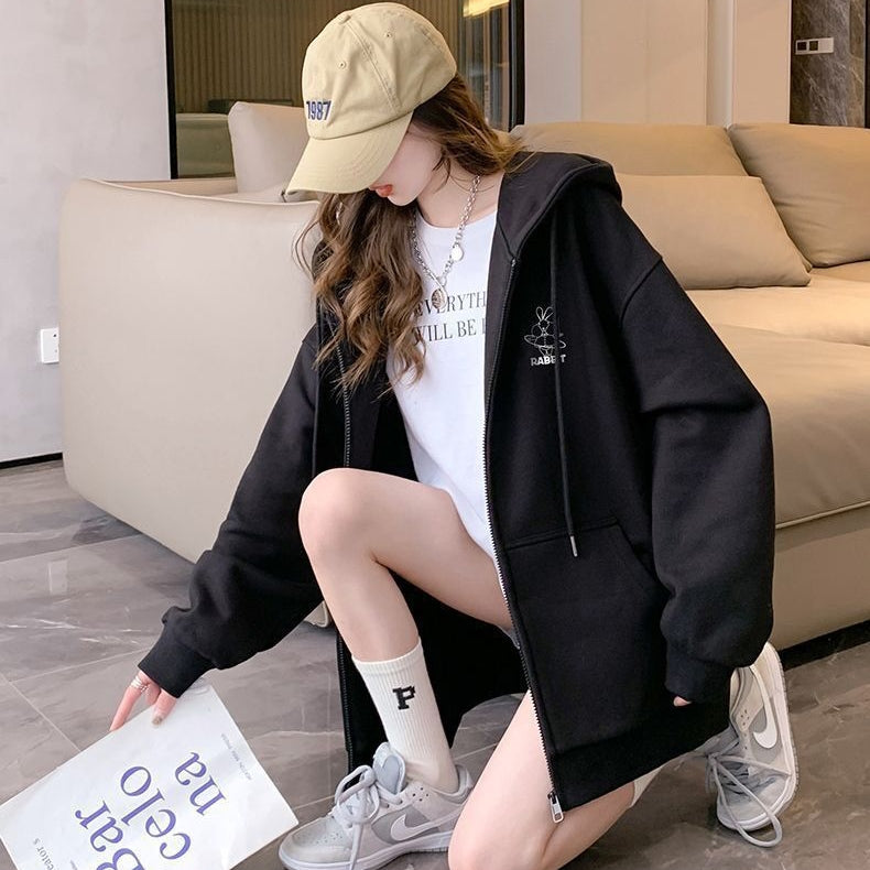 Women's Embroidered Zip-Up Sweater