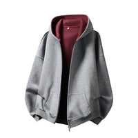Contrast-Color Zip-Up Hoodie