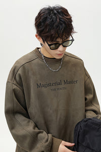 Men’s Split Stitching American Retro Crew Neck Sweatshirt – Vintage Fall & Winter Pullover