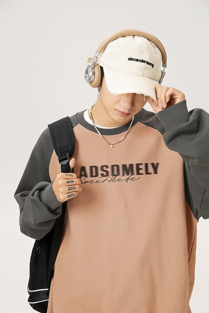 Men’s Color Contrast Patchwork Raglan Sleeve Sweatshirt – Trendy Fall & Winter Pullover