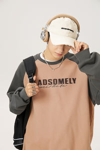 Men’s Color Contrast Patchwork Raglan Sleeve Sweatshirt – Trendy Fall & Winter Pullover