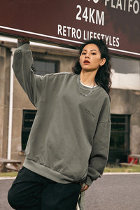 Retro American Graphic Crew Neck Sweatshirt – Oversized Pullover