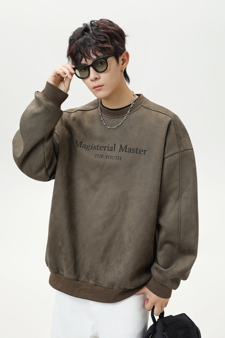 Men’s Split Stitching American Retro Crew Neck Sweatshirt – Vintage Fall & Winter Pullover