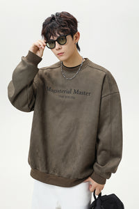 Men’s Split Stitching American Retro Crew Neck Sweatshirt – Vintage Fall & Winter Pullover