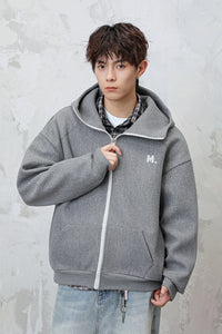 Heavyweight Color-Block Zipper Hooded Sweater – Thickened Casual Fall & Winter Sweater