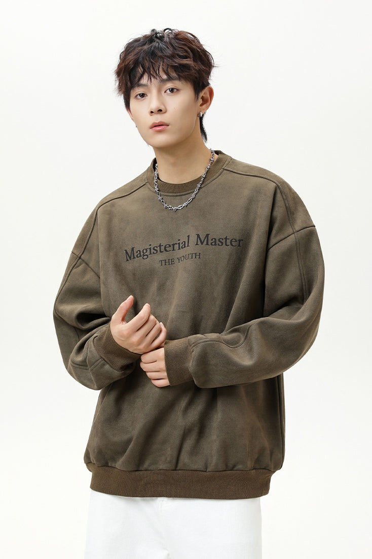 Men’s Split Stitching American Retro Crew Neck Sweatshirt – Vintage Fall & Winter Pullover