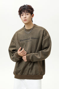 Men’s Split Stitching American Retro Crew Neck Sweatshirt – Vintage Fall & Winter Pullover