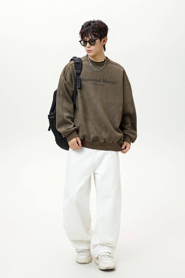 Men’s Split Stitching American Retro Crew Neck Sweatshirt – Vintage Fall & Winter Pullover