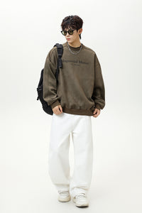 Men’s Split Stitching American Retro Crew Neck Sweatshirt – Vintage Fall & Winter Pullover