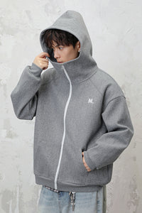 Heavyweight Color-Block Zipper Hooded Sweater – Thickened Casual Fall & Winter Sweater