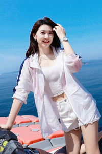 Women’s Colorblock Lightweight Sun Protection Jacket – Breathable, Wind-Resistant, Stylish Layering Piece