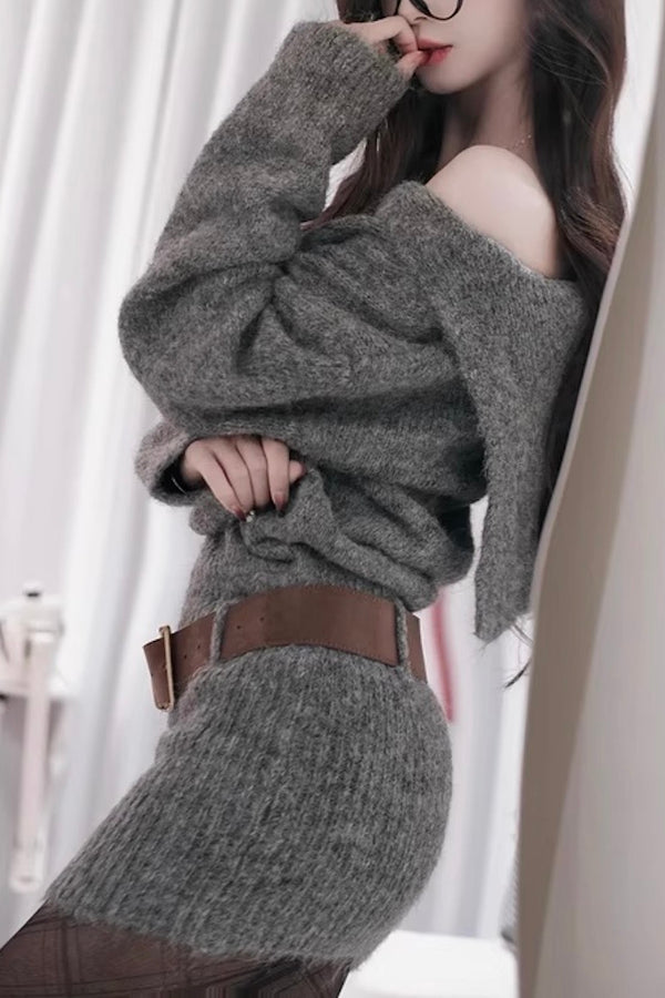 Classic Knit Sweater Mini Dress