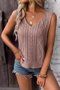 V-Neck Twist Hollow Top Holiday Sweater