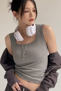 Women’s U-Neck Cotton Ribbed Camisole Tank – Soft, Breathable & Flattering