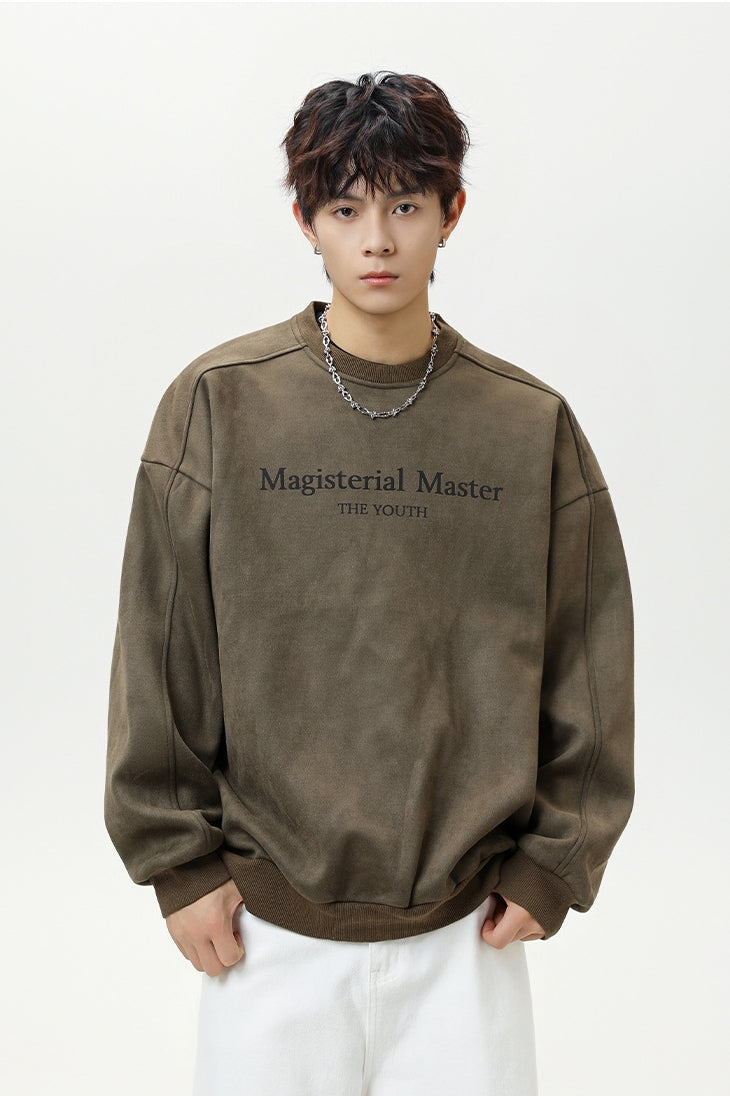 Men’s Split Stitching American Retro Crew Neck Sweatshirt – Vintage Fall & Winter Pullover