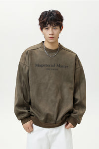 Men’s Split Stitching American Retro Crew Neck Sweatshirt – Vintage Fall & Winter Pullover