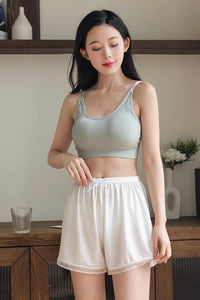 Women’s Loose Fit Ice Silk Lace Trim Safety Shorts – Anti-Exposure, Cooling & Breathable