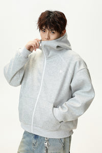 Heavyweight Color-Block Zipper Hooded Sweater – Thickened Casual Fall & Winter Sweater