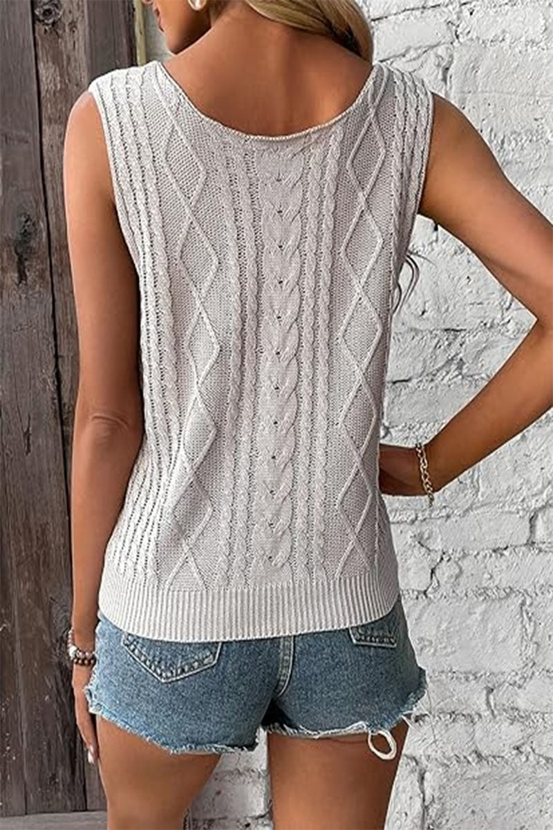 V-Neck Twist Hollow Top Holiday Sweater