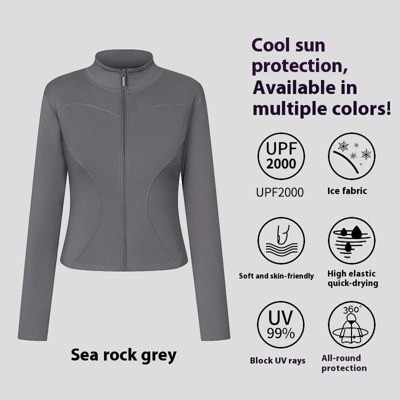 Women's UV Protection Yoga Jacket – Cooling, Stretch Fit, Long Sleeve Workout Layer