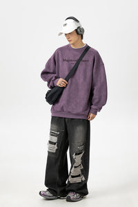 Men’s Split Stitching American Retro Crew Neck Sweatshirt – Vintage Fall & Winter Pullover