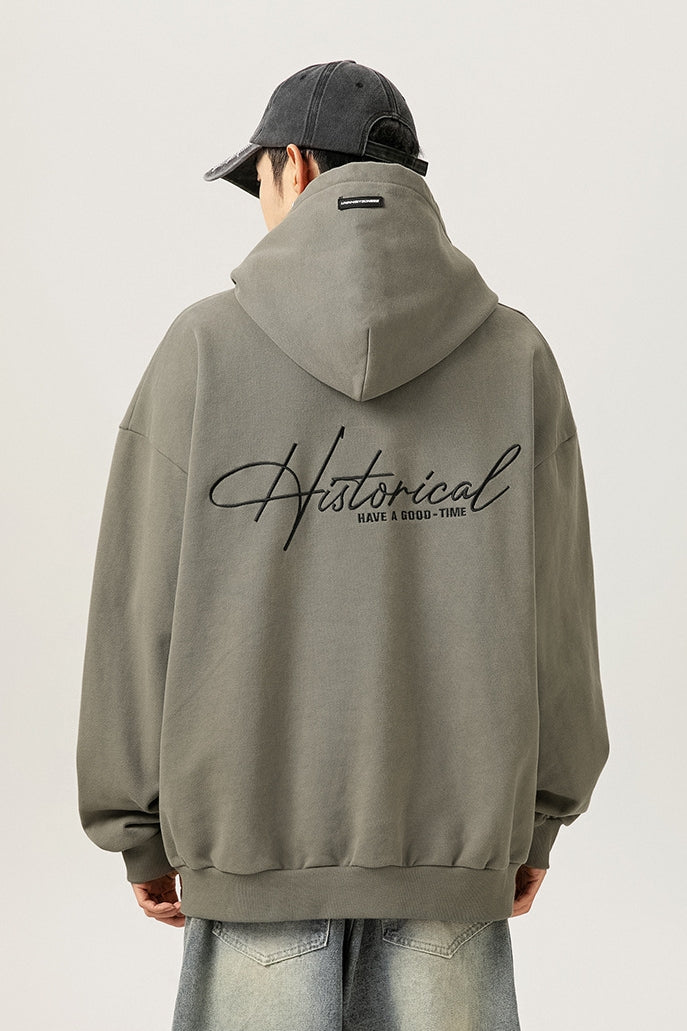 Retro Heavyweight Hoodie – Embroidered Lettering