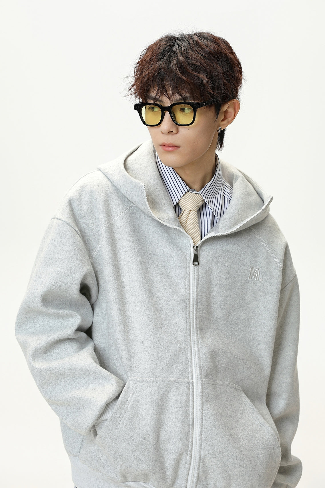 Heavyweight Color-Block Zipper Hooded Sweater – Thickened Casual Fall & Winter Sweater