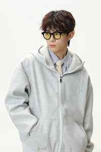 Heavyweight Color-Block Zipper Hooded Sweater – Thickened Casual Fall & Winter Sweater
