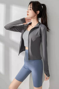 Women's UV Protection Yoga Jacket – Cooling, Stretch Fit, Long Sleeve Workout Layer