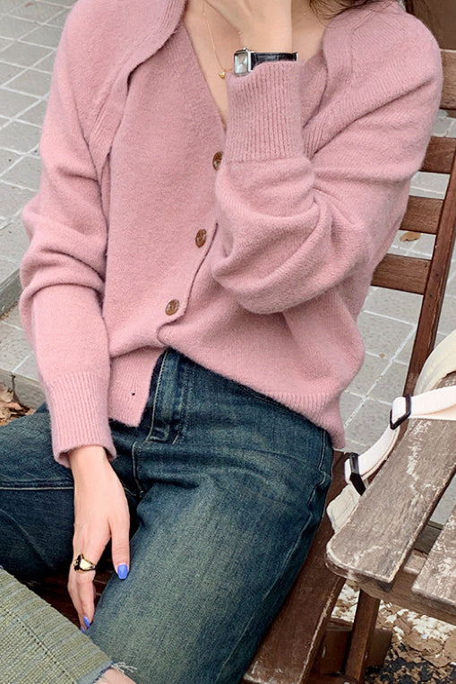 Pink Button-Up Cardigan